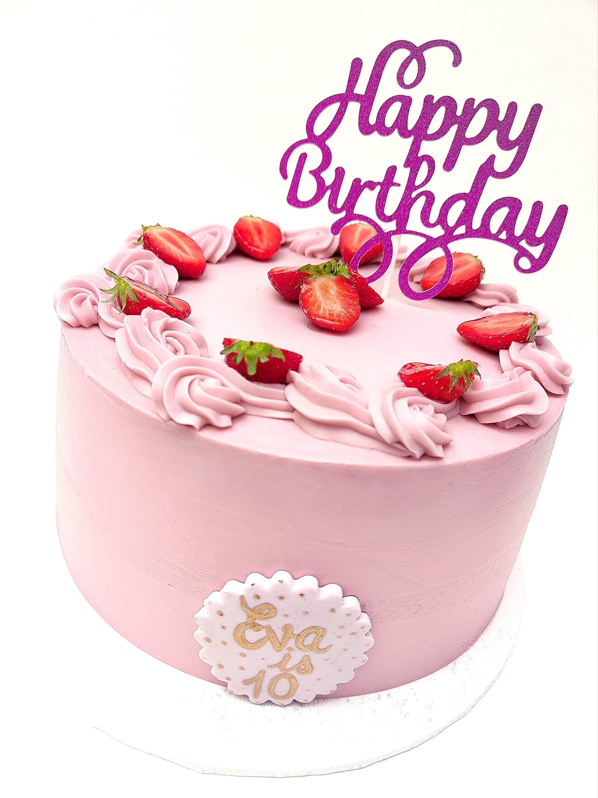 Luxe elegante roze Verjaardagstaart aardbeien